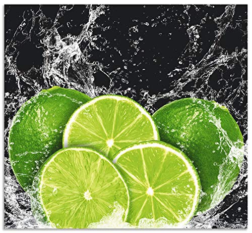 ARTland Spritzschutz Küchenrückwand aus Alu für Küche Herd Spüle 60x55 cm (BxH) mit Motiv Essen Obst Früchte Limette Eiswasser Modern Dunkel H9KL von ARTLAND