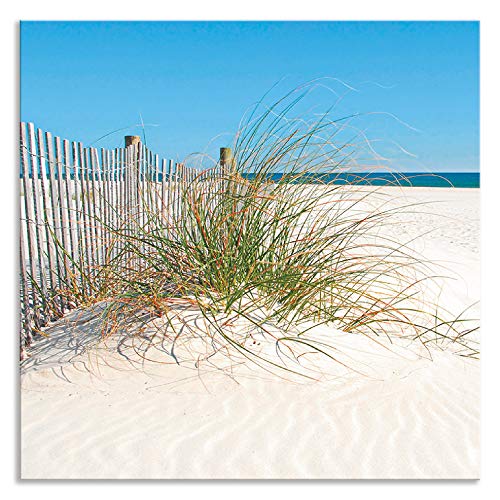 ARTland Spritzschutz Küche aus Alu für Herd Spüle 60x60 cm (BxH) Küchenrückwand mit Motiv Natur Strand Meer Nordsee Sand Dünen Gräser Maritim T5MA von ARTLAND