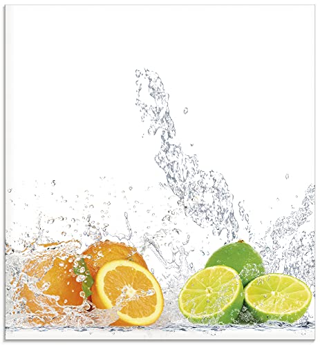 ARTland Spritzschutz Küchenrückwand aus Alu für Küche Herd Spüle 60x65 cm (BxH) mit Motiv Essen Obst Früchte Erbeeren Limette Orange Modern Hell Bunt S6JP von ARTLAND