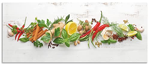 ARTland Spritzschutz Küchenrückwand aus Alu für Küche Herd Spüle Motiv 120x50 cm (BxH) Ernährung & Genuss Lebensmittel Gewürz Fotografie Weiß Kräuter und Gewürze U1RK von ARTLAND