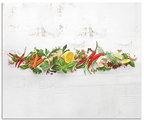 ARTland Spritzschutz Küchenrückwand aus Alu für Küche Herd Spüle Motiv 60x50 cm (BxH) Ernährung & Genuss Lebensmittel Gewürz Fotografie Weiß Kräuter und Gewürze U1RK von ARTLAND