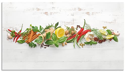 ARTland Spritzschutz Küchenrückwand aus Alu für Küche Herd Spüle Motiv 90x50 cm (BxH) Ernährung & Genuss Lebensmittel Gewürz Fotografie Weiß Kräuter und Gewürze U1RK von ARTLAND