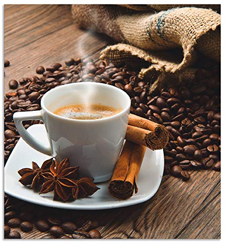 ARTland Spritzschutz Küchenrückwand aus Alu für Küche Herd Spüle 60x65 cm (BxH) mit Motiv Getränke Kaffee Coffee Cafe Bistro Kaffeebohnen Dunkel S6BQ von ARTLAND