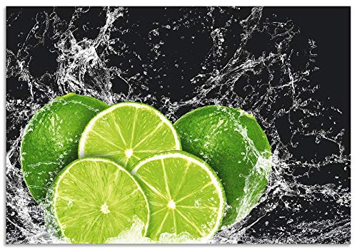 ARTland Spritzschutz Küchenrückwand aus Alu für Küche Herd Spüle 80x55 cm (BxH) mit Motiv Essen Obst Früchte Limette Eiswasser Modern Dunkel H9KL von ARTLAND
