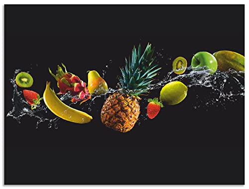 ARTland Spritzschutz Küchenrückwand aus Alu für Küche Herd Spüle 80x60 cm (BxH) viele weitere Größen Design Obst Früchte Schwarz U1TG von ARTLAND
