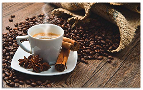 ARTland Spritzschutz Küchenrückwand aus Alu für Küche Herd Spüle 90x55 cm (BxH) mit Motiv Getränke Kaffee Coffee Cafe Bistro Kaffeebohnen Dunkel S6BQ von ARTLAND