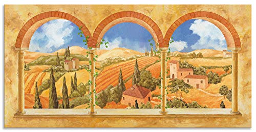 ARTland Wandbild Alu Verbundplatte für Innen & Outdoor Bild 100x50 cm Fensterblick Fenster Toskana Landschaft Italien Torbogen Aussicht S7WW von ARTLAND