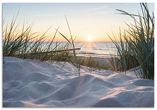 ARTland Wandbild Alu Verbundplatte für Innen & Outdoor Bild 100x70 cm Strand Küste Ostsee Dünen Meer Landschaft Natur Meerblick T9QU von ARTLAND