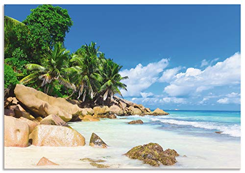ARTland Wandbild Alu Verbundplatte für Innen & Outdoor Bild 130x90 cm Karibik Südsee Strand Natur Palmen Natur Malediven R2PV von ARTLAND