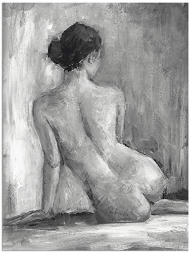ARTland Wandbild Alu Verbundplatte für Innen & Outdoor Bild 30x40 cm Liebe Erotik Nackte Frau Akt Zeichnung Modern Kunst Schwarz Weiß T0DN von ARTLAND