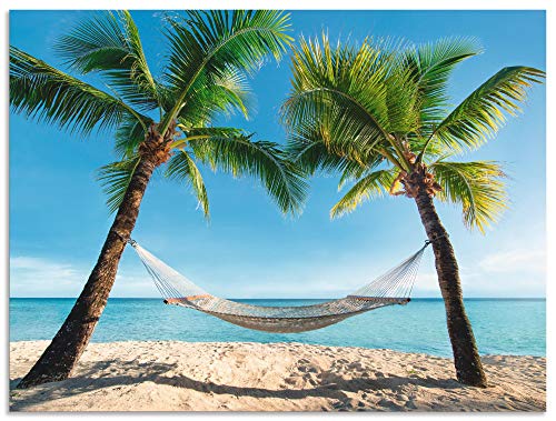 ARTland Wandbild Alu Verbundplatte für Innen & Outdoor Bild 40x30 cm Karibik Palmen Strand Meer Hängematte Urlaub Sommer Südsee T4TO von ARTLAND