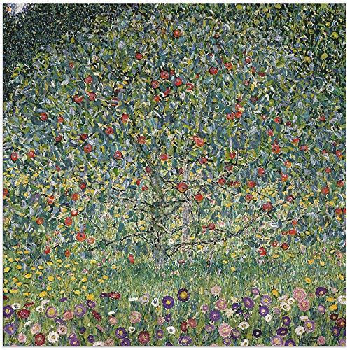 ARTland Wandbild Alu Verbundplatte für Innen & Outdoor Bild 40x40 cm Natur Pflanzen Baum Blumen Apfelbaum 1912 Jugendstil Gustav Klimt T8AV von ARTLAND