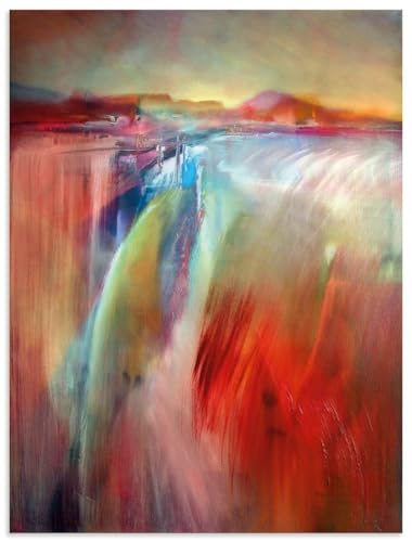 ARTland Wandbild Alu Verbundplatte für Innen & Outdoor Bild 45x60 cm Abstrakte Kunst Traum Landschaften Dorf Wasserfall Wasser Licht Farbe U4UM von ARTLAND