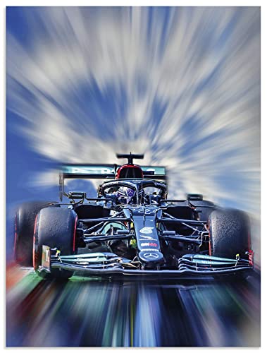 ARTland Wandbild Alu Verbundplatte für Innen & Outdoor Bild 45x60 cm Lewis Hamilton Mercedes Motorsport Auto Formel 1 Rennen Sport U3UF von ARTLAND