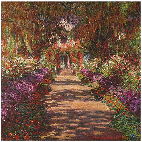 ARTland Wandbild Alu Verbundplatte für Innen & Outdoor Bild 50x50 cm Pflanzen Bäume Blumen Weg in Monets Garten in Giverny 1902 Impressionismus Claude Monet T6UD von ARTLAND