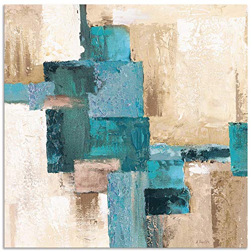 ARTland Wandbild Alu Verbundplatte für Innen & Outdoor Bild 50x50 cm Quadratisch Gemälde Modern Abstrakte Kunst Türkis S7HX von ARTLAND