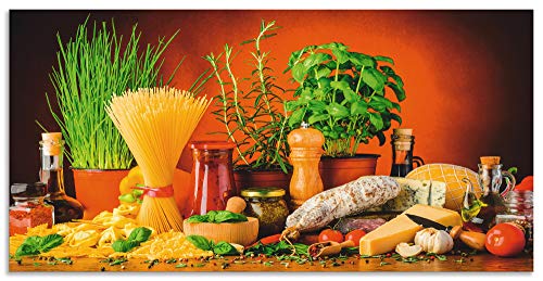 ARTland Wanddeko Wandbild Alu Verbundplatte für Innen & Outdoor Bild 60x30 cm Toskana Italien Dolce Vita Pasta Gemüse Kräuter Gewürze Mediterran S7SM von ARTLAND