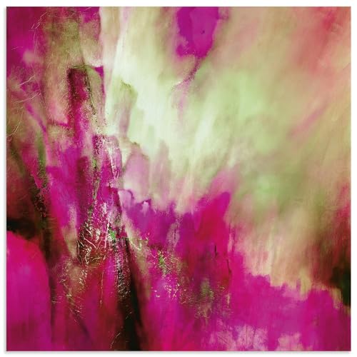 ARTland Wandbild Alu Verbundplatte für Innen & Outdoor Bild 70x70 cm Abstrakte Deko Komposition Licht Farben Pink Grün U5GB von ARTLAND