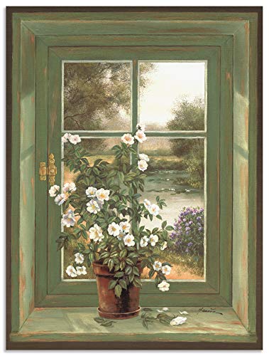 ARTland Wandbild Alu Verbundplatte für Innen & Outdoor Bild 90x120 cm Fensterblick Fenster Natur Landschaft Stillleben Blumen Botanik Kunst T5YV von ARTLAND