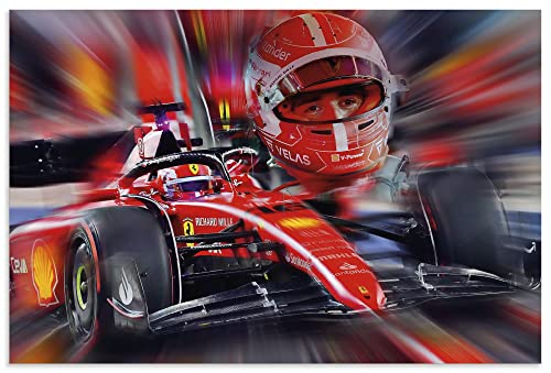 ARTland Wandbild Alu Verbundplatte für Innen & Outdoor Bild 90x60 cm Formel 1 Ferrari Charles Leclerc Monaco Rennwagen Motorsport U4KZ von ARTLAND