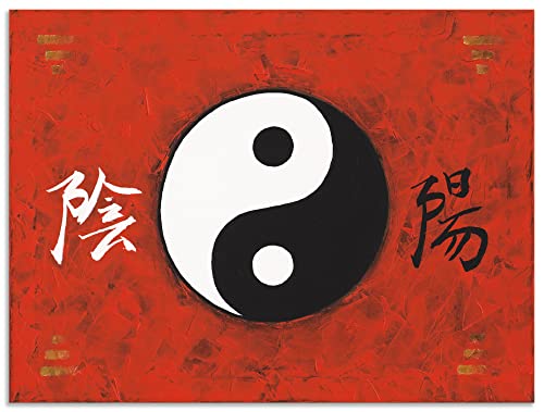 ARTland Wandbild Alu Verbundplatte für Innen & Outdoor Bild A. S. Yin & Yang Statement Bilder Zeichen Malerei Rot A3ME von ARTLAND