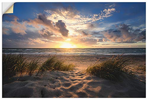 ARTland Wandbild selbstklebende Vinylfolie 120x80 cm Strand Meer Küste Maritim Landschaft Sonnenuntergang Himmel Wolken T2SY von ARTLAND