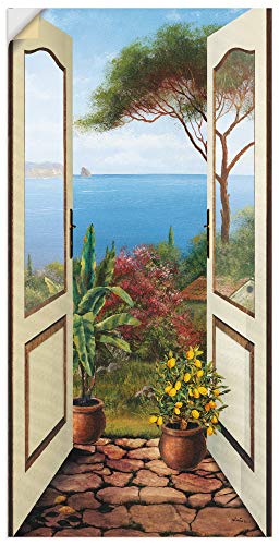 ARTland Wandbild selbstklebend Vinylfolie 30x60 cm Fensterblick Garten Meer Landschaft Küste Natur Meerblick D4NO von ARTLAND