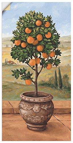 ARTland Wandbild selbstklebend Vinylfolie 30x60 cm Wanddeko Wandtattoo Toskana Botanik Baum Obst Orange Mediterran Malerei T4NI von ARTLAND