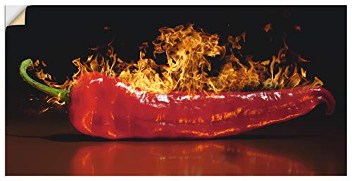 ARTland Wandbild selbstklebend Vinylfolie 40x20 cm Wanddeko Wandtattoo Chili Feuer Flammen Lebensmittel Essen Gewürze S7PR von ARTLAND