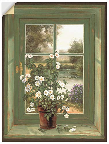 ARTland Wandbild selbstklebend Vinylfolie 45x60 cm Fensterblick Fenster Natur Landschaft Stillleben Blumen Botanik Kunst T5YV von ARTLAND