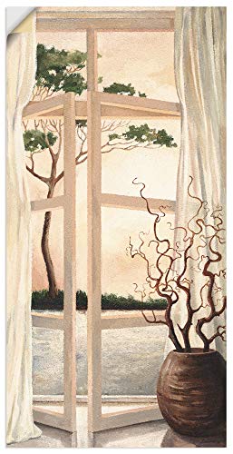 ARTland Wandbild selbstklebend Vinylfolie 50x100 cm Wanddeko Wandtattoo Fensterblick Toskana Sonnenuntergang Landschaft Malerei T4OM von ARTLAND