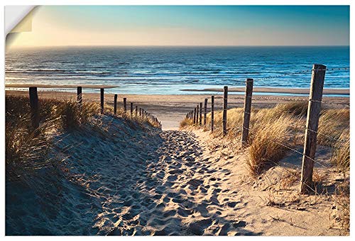 ARTland Wandbild selbstklebend Vinylfolie 60x40 cm Strand Meer Küste Nordsee Natur Sommer Dünen Sand Gräser T9IP von ARTLAND