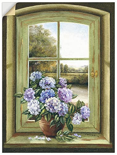 ARTland Wandbild selbstklebend Vinylfolie 60x80 cm Wanddeko Wandtattoo Fensterblick Fenster Stillleben Botanik Blumen Malerei Klassisch T4DG von ARTLAND