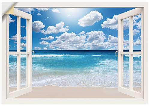 ARTland Wandbild selbstklebend Vinylfolie 70x50 cm Fensterblick Fenster Strand Meer Maritim Karibik Südsee Urlaub Sommer T5UQ von ARTLAND