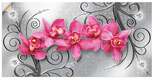 ARTland Wandbild selbstklebend Wandtattoo Vinylfolie 100x50 cm Querformat Abstrakte Bilder Pflanzen Blumen Blüte Orchideen Kunst Pink U1QT von ARTLAND