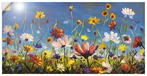 ARTland Wandbild selbstklebend Wandtattoo Vinylfolie 100x50 cm Querformat Blumenwiese Blumen Blüte Pflanzen Natur Frühling U1QU von ARTLAND