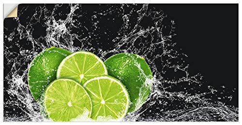 ARTland Wandbild selbstklebend Wandtattoo Vinylfolie 150x75 cm Querformat Obst Früchte Limette im Wasser Küchenbilder Essen Lebensmittel H9KL von ARTLAND