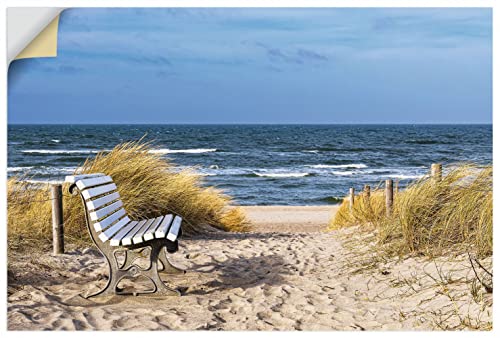 ARTland Wandbild selbstklebende Vinylfolie 120x80 cm Wandtattoo Landschaften Küste Strand Idyll Meer Sitzbank Ostsee Graal Müritz U4PR von ARTLAND