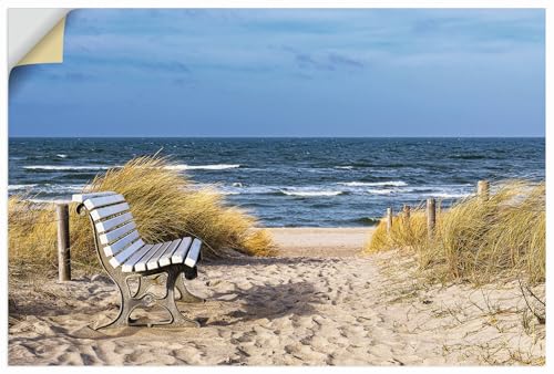 ARTland Wanddeko Wandtattoo selbstklebende Vinylfolie 120x80 cm Landschaften Küste Strand Idyll Meer Sitzbank Ostsee Graal Müritz U4PR von ARTLAND