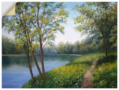 ARTland Wandbild selbstklebende Vinylfolie 120x90 cm Wandtattoo Landschaften Idyll Wald Bäume Fluss Natur Sommer Entspannung Ruhe U4TD von ARTLAND