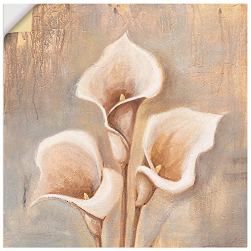 ARTland Wandbild selbstklebende Vinylfolie 30 x 30 cm Botanik Blumen Calla Malerei Creme A5MH Antike Blüten von ARTLAND
