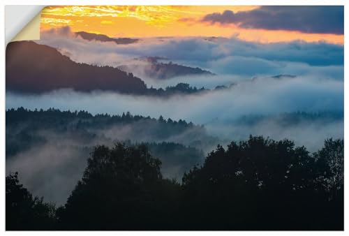 ARTland Wandbild selbstklebende Vinylfolie 30x20 cm Wandtattoo Landschaften Wald Bäume Nebel Herbst Sonnenuntergang Bayern U4TN von ARTLAND