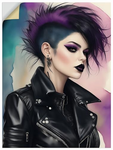 ARTland Wandbild selbstklebende Vinylfolie 45x60 cm Wandtattoo Punk Woman Punkrock Gothic Style Damen Mode Steampunk New Wave U5EU von ARTLAND