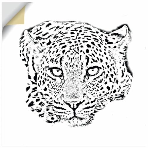 ARTland Wandbild selbstklebende Vinylfolie 50x50 cm Wandtattoo Schwarz Weiss Deko Afrika Tiere Raubkatze Katze Leopard U5DQ von ARTLAND