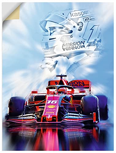 ARTland Wandbild selbstklebende Vinylfolie 60x80 cm Wandtattoo Formel 1 Ferrari Charles Leclerc Rennwagen Autorennen Motorsport U4LC von ARTLAND