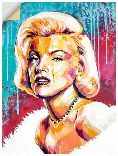 ARTland Wandbild selbstklebende Vinylfolie 60x80 cm Wandtattoo Legende Porträt Farbe Marilyn Monroe Hollywood Film Kino Star U5BO von ARTLAND
