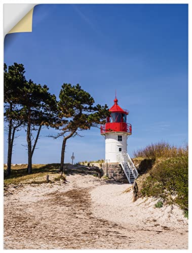 ARTland Wanddeko Wandtattoo selbstklebende Vinylfolie 60x80 cm Ostsee Strand Sand Bäume Leuchtturm Idylle Insel Hiddensee U4LV von ARTLAND