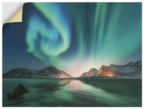 ARTland Wandbild selbstklebende Vinylfolie 80x60 cm Landschaftsbilder Polarlicht Natur Berge T9SZ von ARTLAND