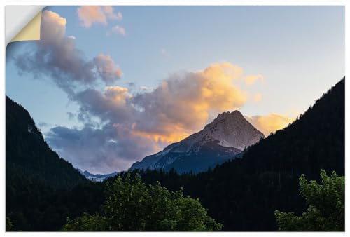 ARTland Wandbild selbstklebende Vinylfolie 90x60 cm Wandtattoo Landschaften Berge Wald Wetterstein Sonnenuntergang Alpen Bayern U4ZA von ARTLAND