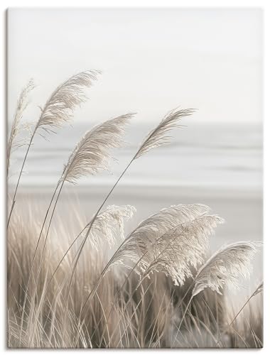 ARTLAND Wanddeko Leinwand Bilder Wandbild 30x40 cm Pflanzen natural elements Gräser Pampasgras Strand Boho Deko U5GO von ARTLAND